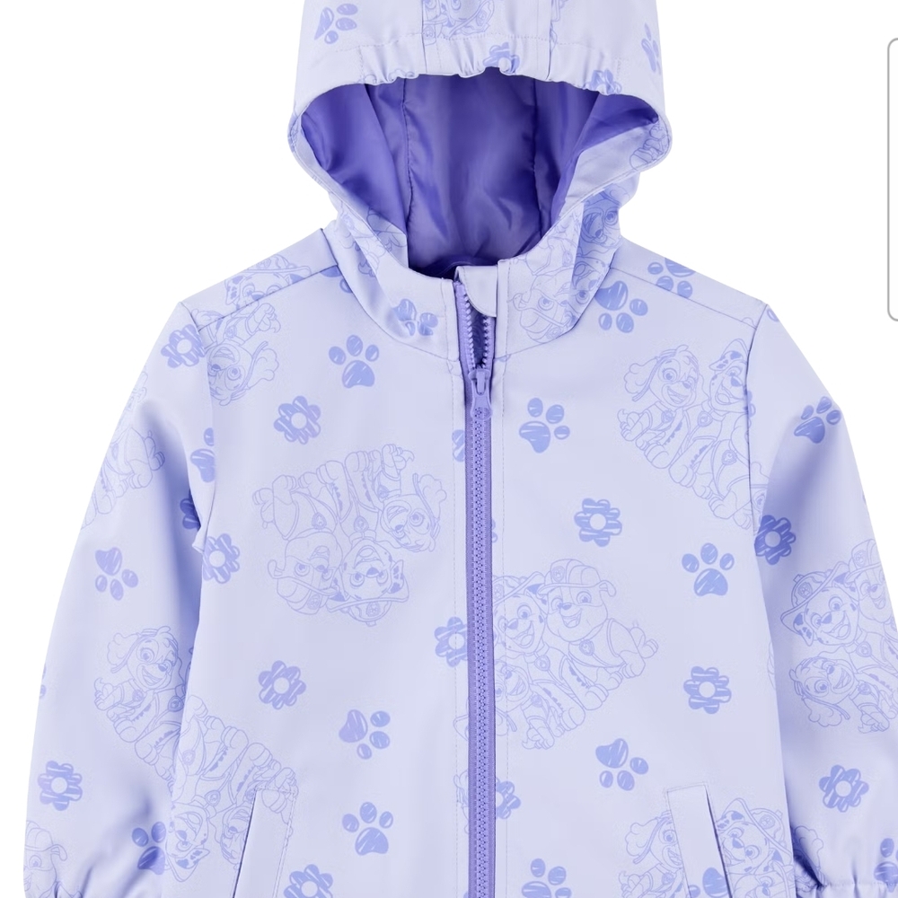 Purple Hooded Jacket with Dog Print